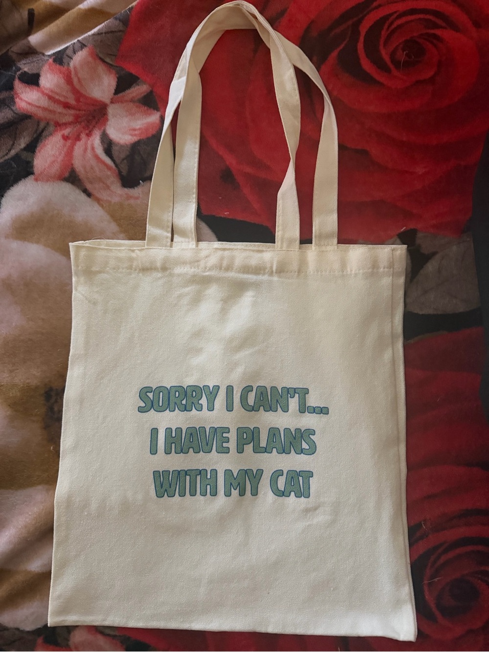 Sorry I Can’t I Have Plans With My Cat Reusable Canvas Tote Bag Cat Lover Gift